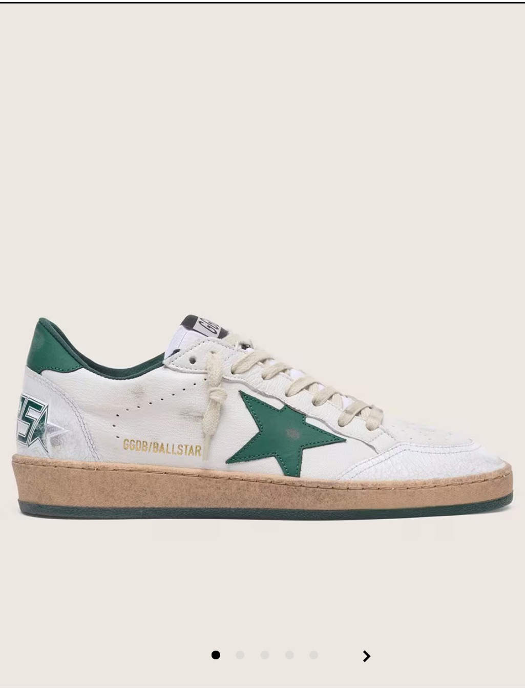 Golden Goode Ball Star In White Nappa Leather With Green Star Size 38